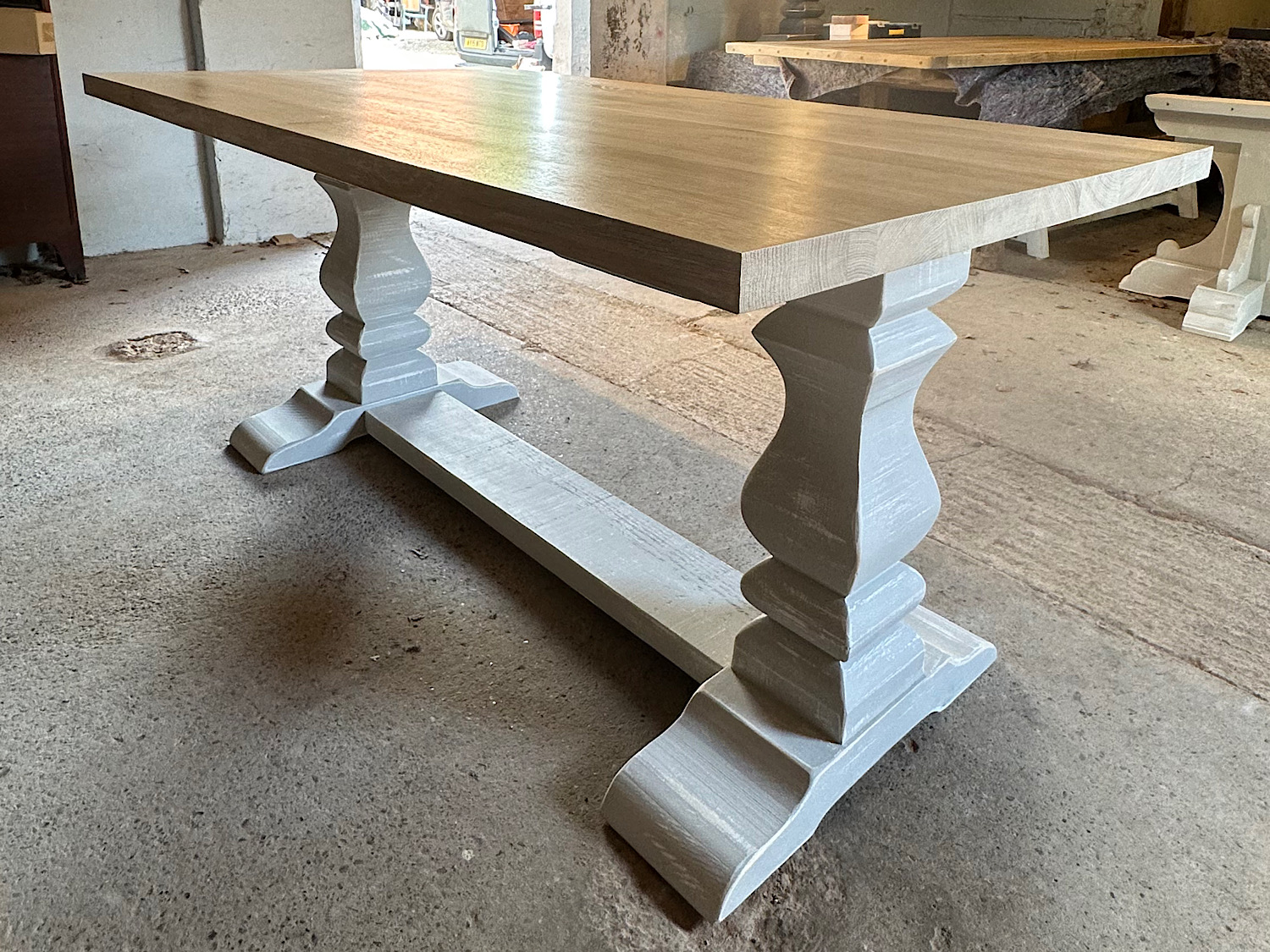 Light Oak Carved Pedestal Table